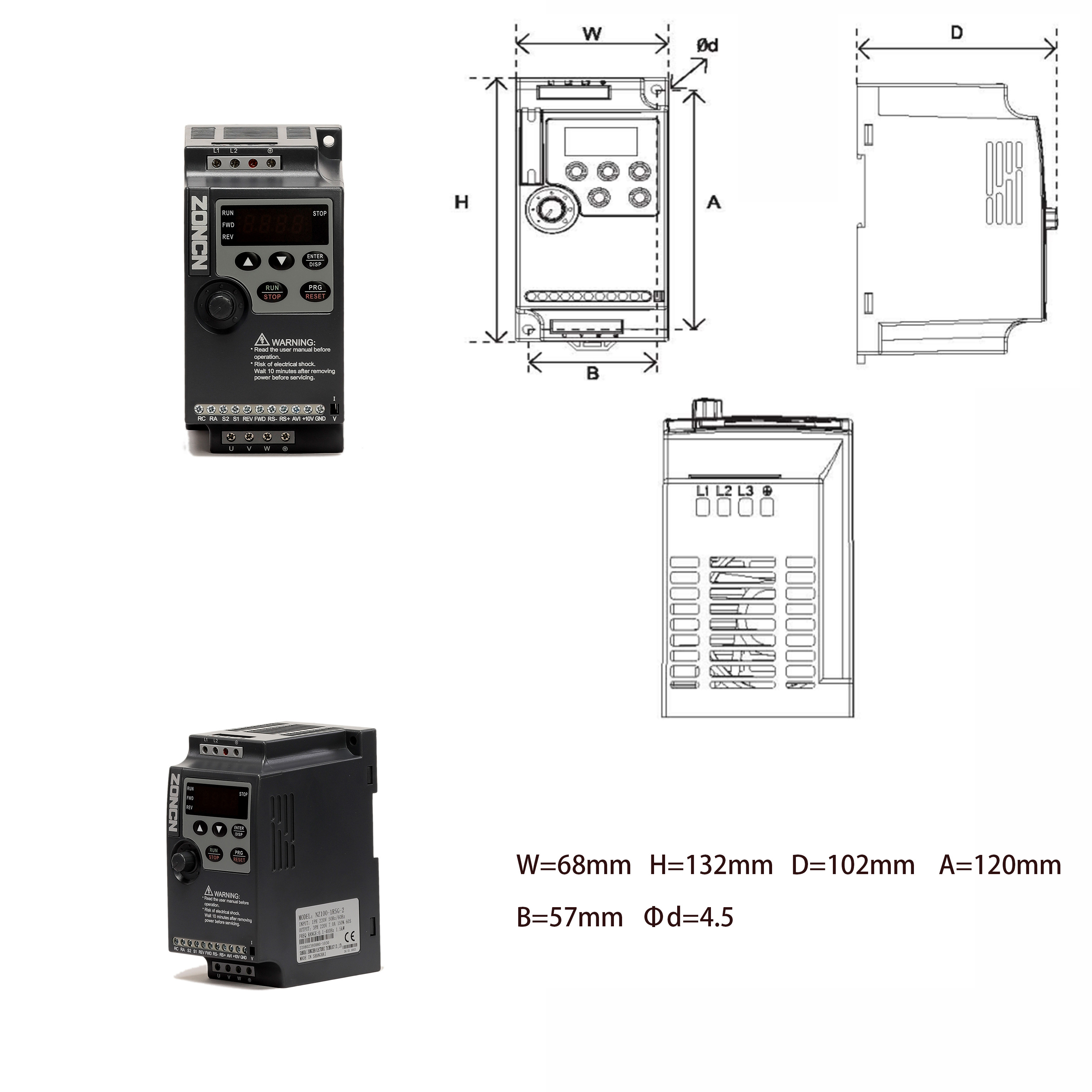 NZ100-2R2G Low Voltage Inverter 380V 2.2KW 3 Power Phase