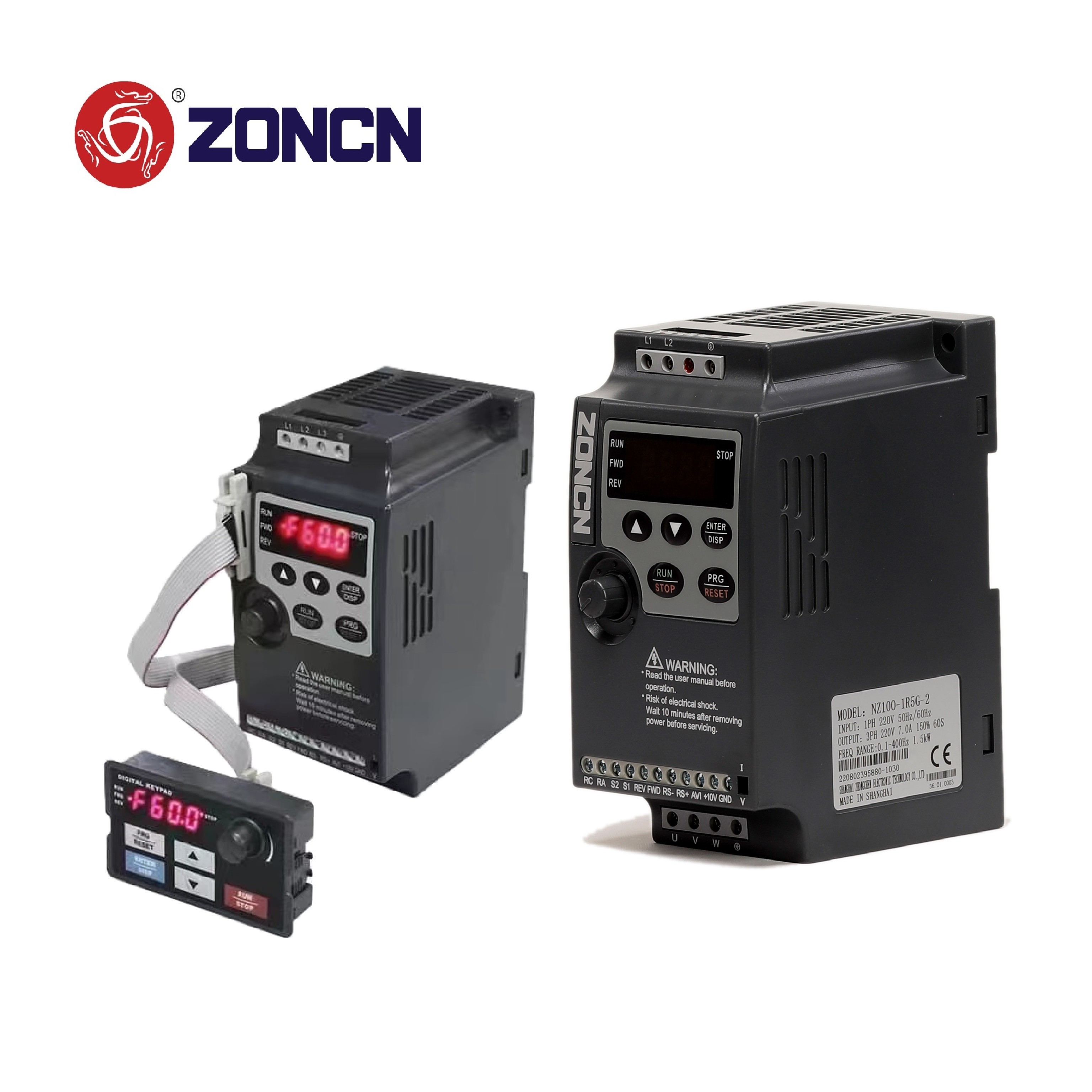 ZONCN Original NZ100-1R5G-2 VFD 220v Single Phase 1.5kw 2hp Variable Frequency Drive